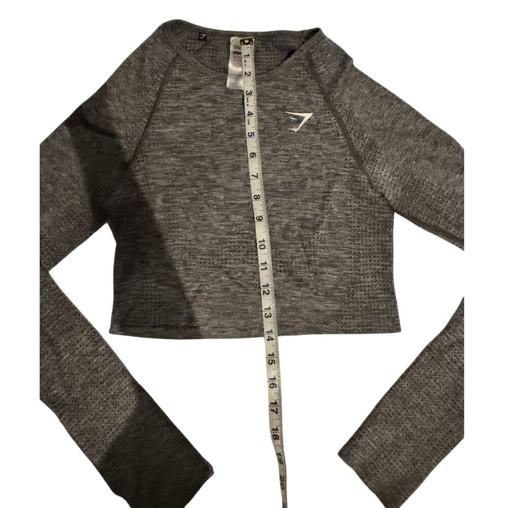 Gymshark Vital Seamless Long Sleeve Crop Top Gray Marl Thumbholes Women’s M